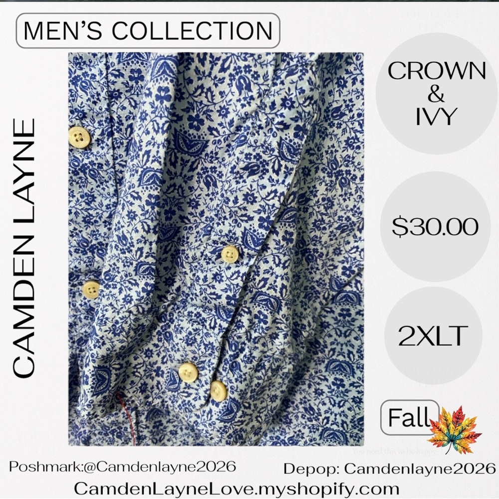 Crown & Ivy Light Blue Floral Patterned Shirt - Picture 6 of 7